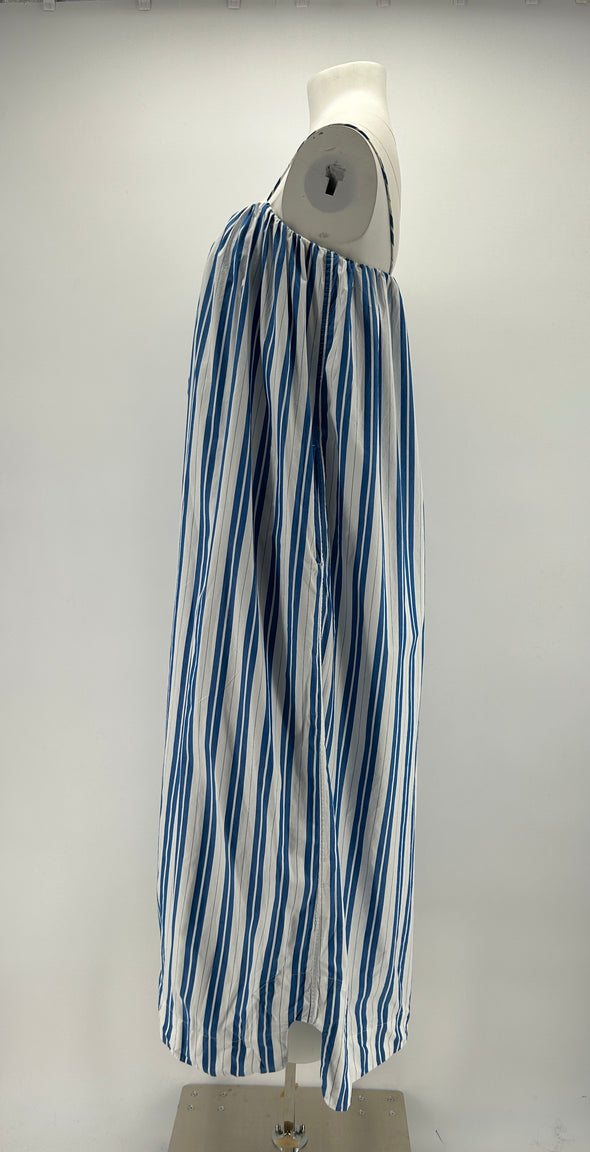 Robe ample mi-longue à rayures bleues