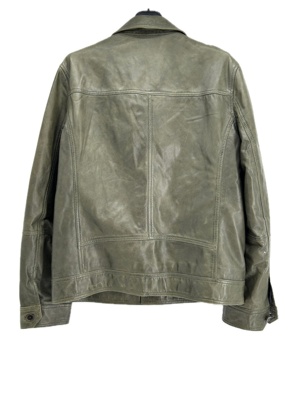 Veste en cuir kaki