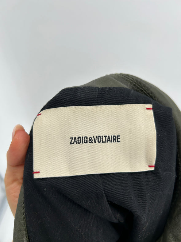 Veste en cuir kaki