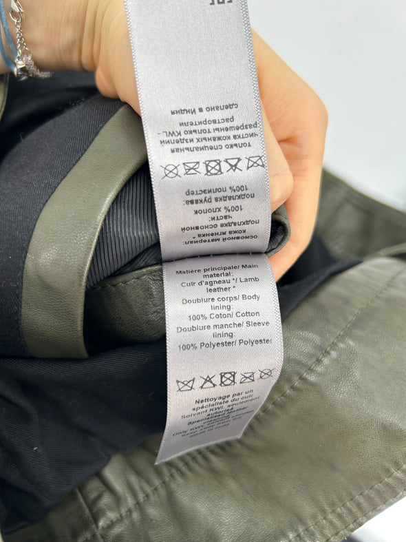 Veste en cuir kaki
