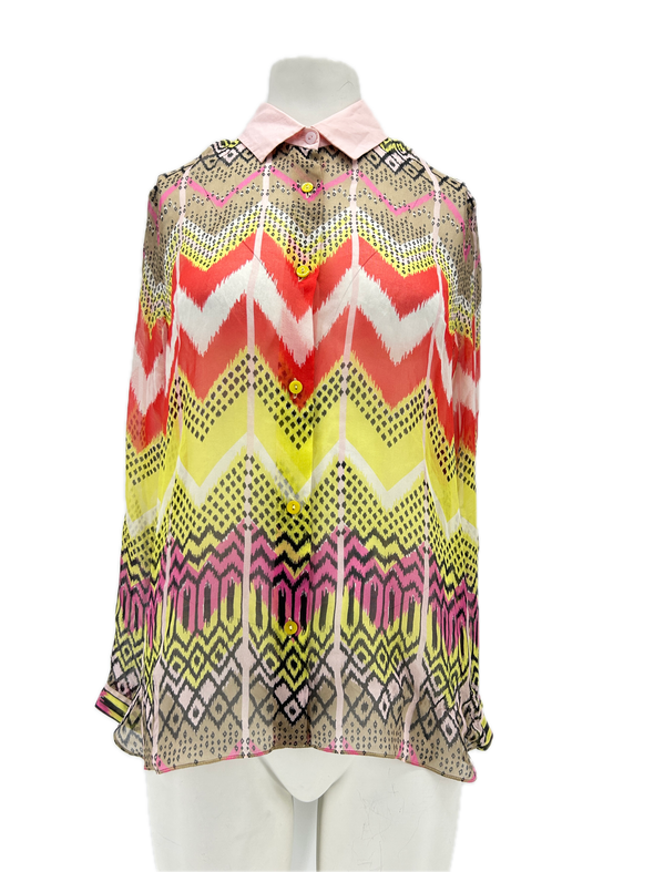 Blouse en soie multicolore