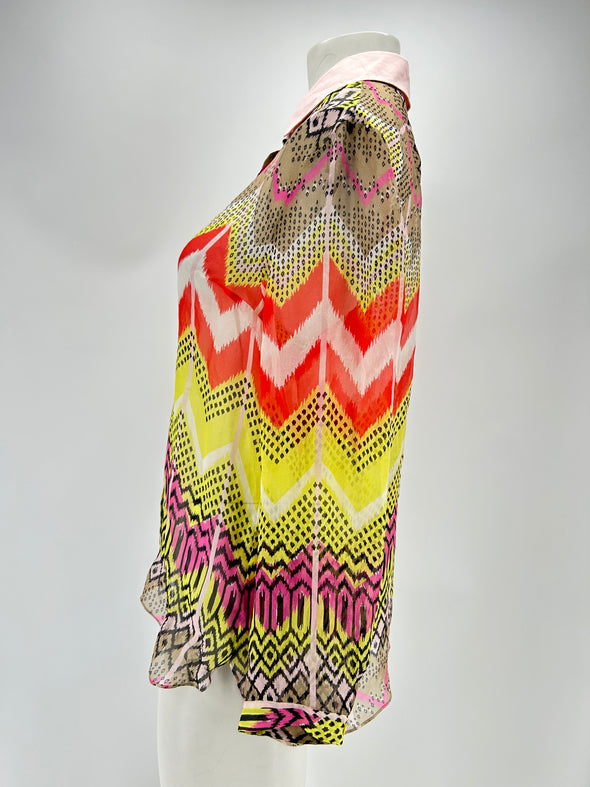 Blouse en soie multicolore
