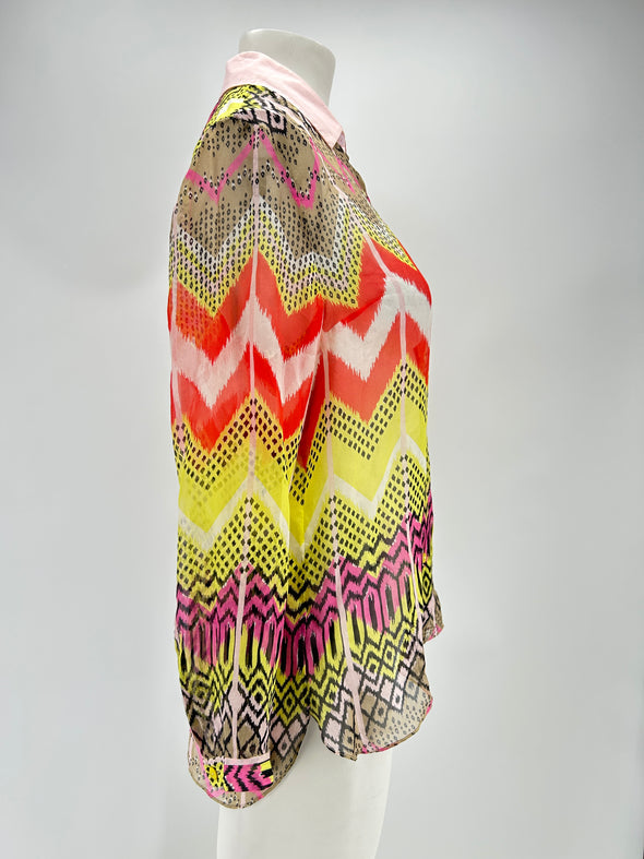 Blouse en soie multicolore