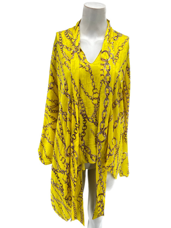 Blouse jaune imprimée chaines