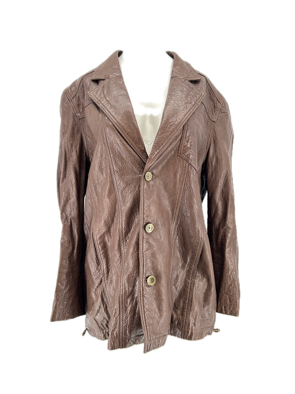 Veste en cuir marron