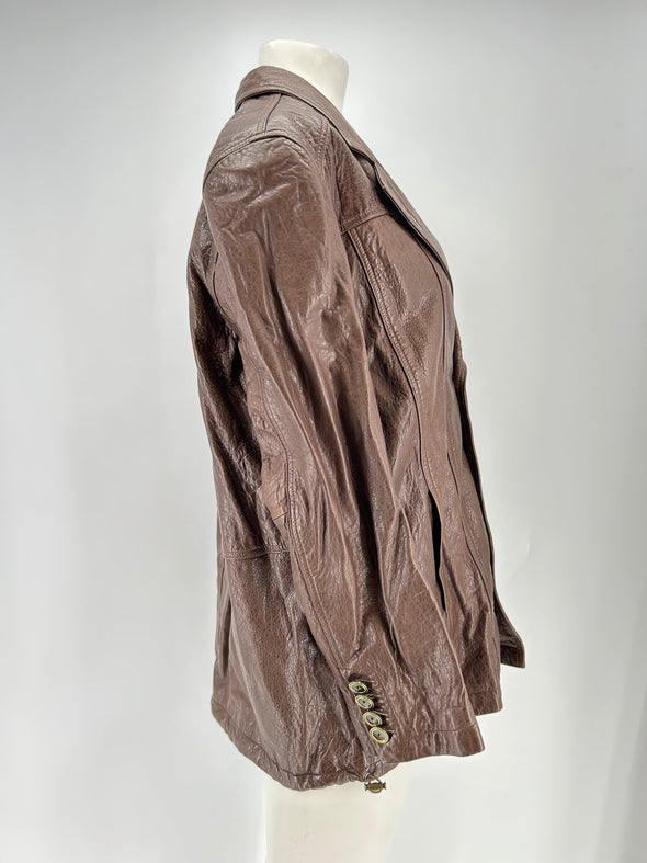 Veste en cuir marron