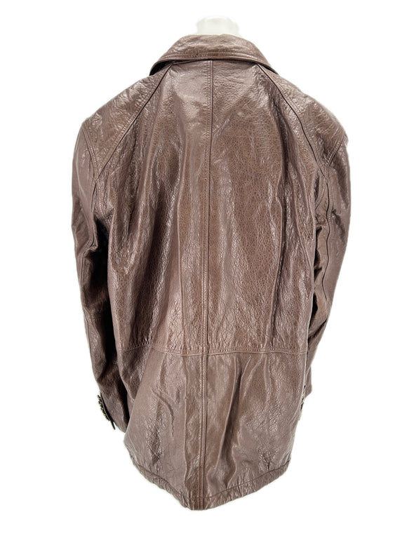 Veste en cuir marron