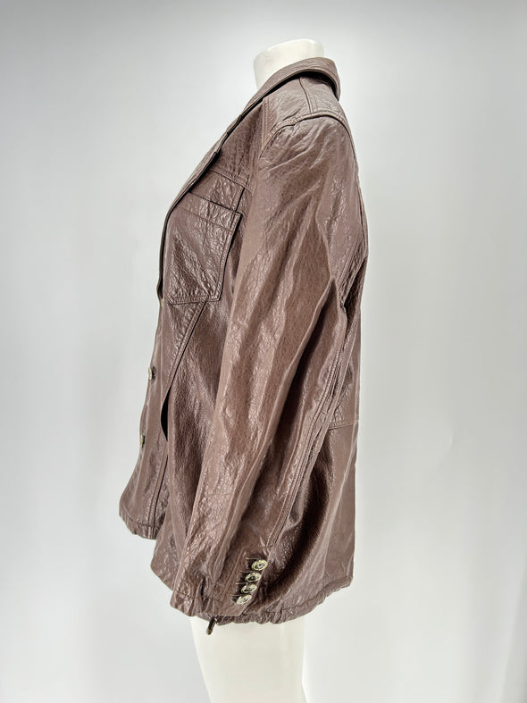 Veste en cuir marron