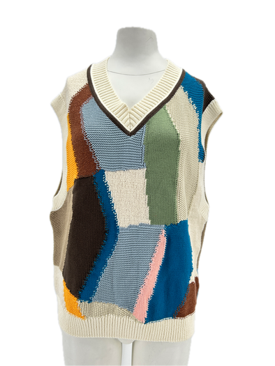 Pull sans manches à carreaux