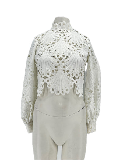 Top blanc ajouré