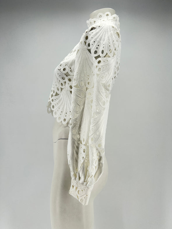 Top blanc ajouré