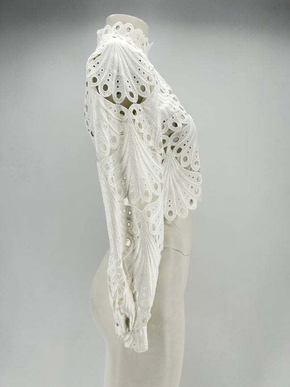 Top blanc ajouré