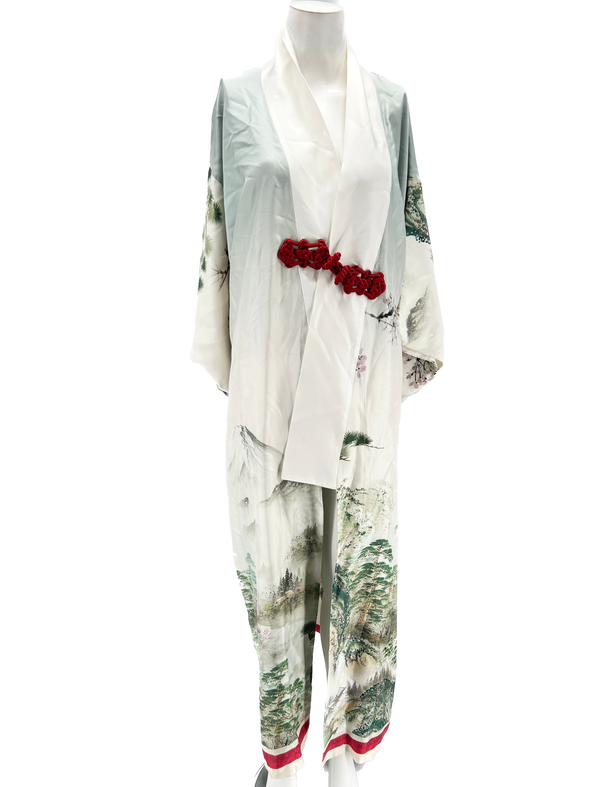 Kimono en soie imprimé motif japonais