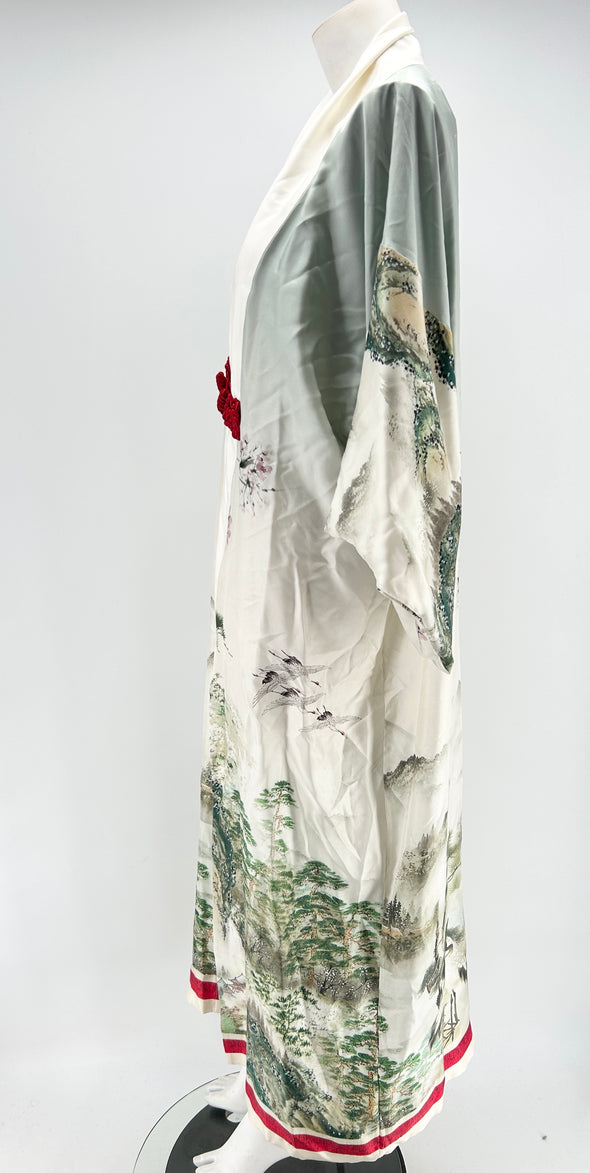 Kimono en soie imprimé motif japonais