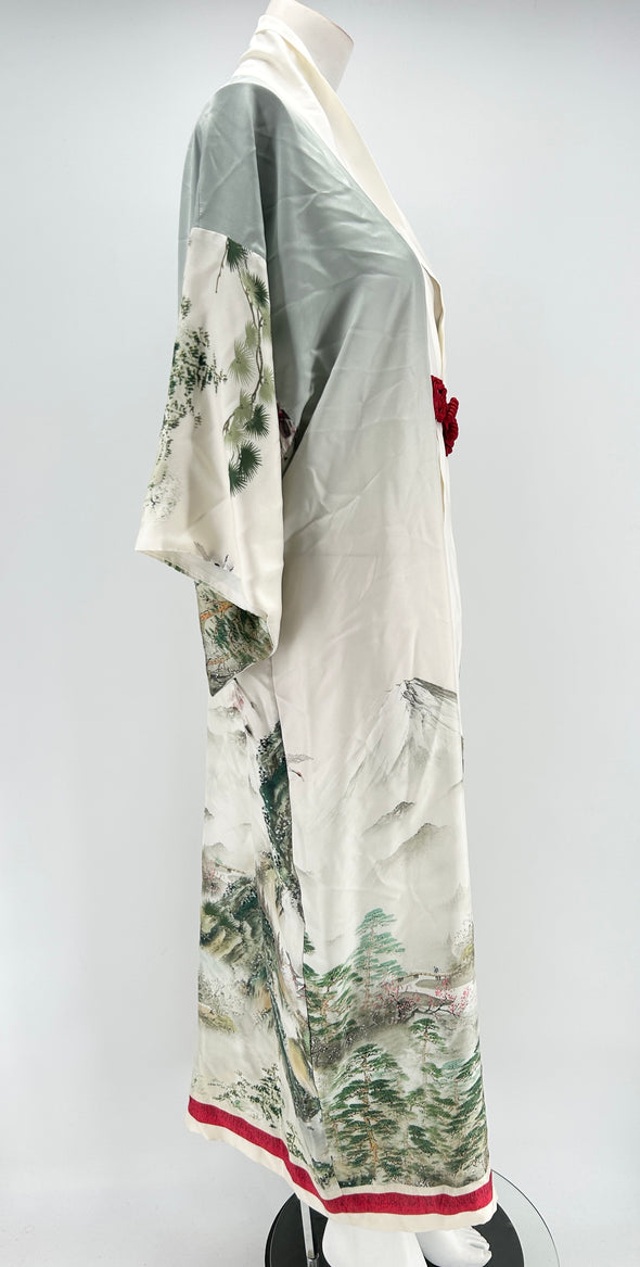 Kimono en soie imprimé motif japonais