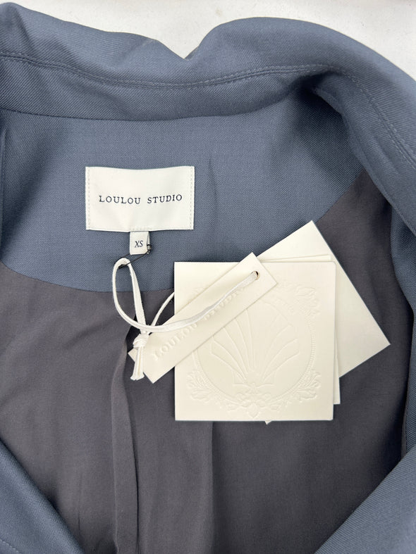 Manteau long gris en laine