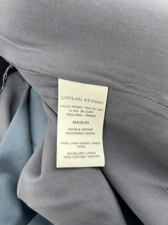 Manteau long gris en laine