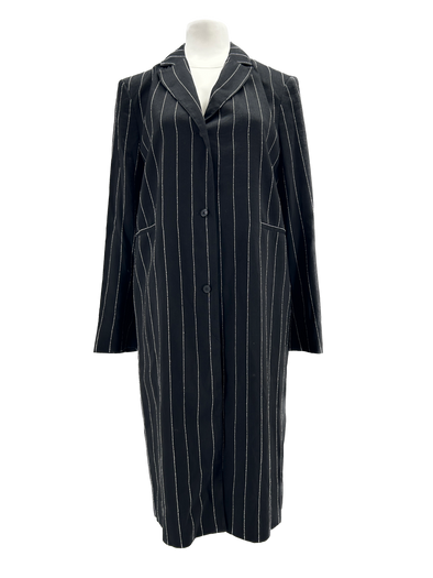 Manteau long noir à rayures