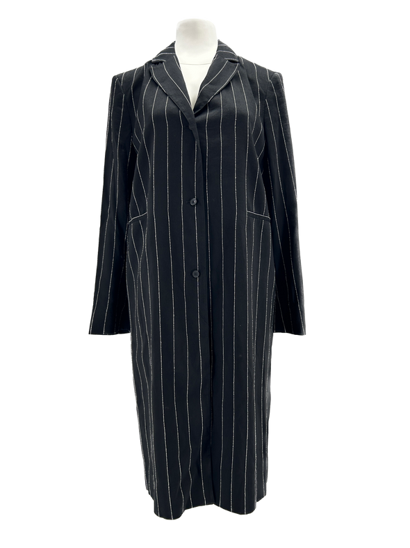 Manteau long noir à rayures