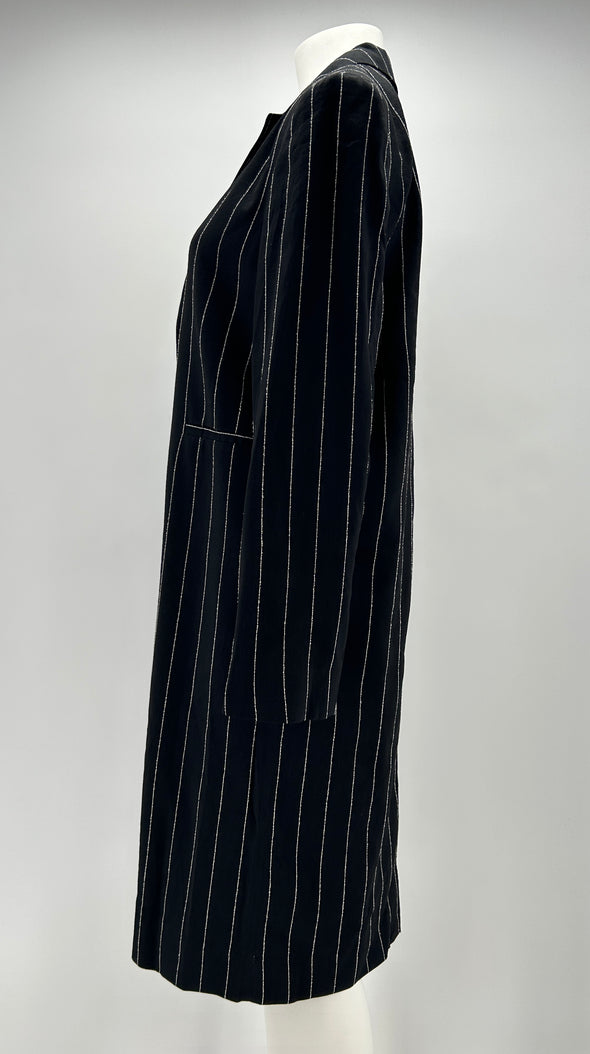 Manteau long noir à rayures