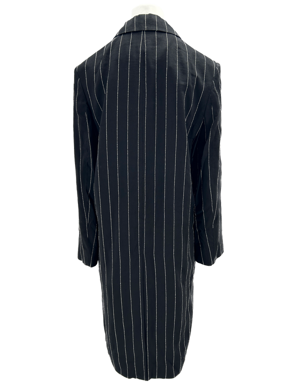Manteau long noir à rayures