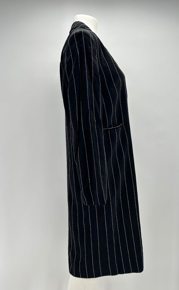 Manteau long noir à rayures