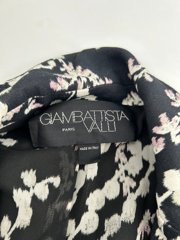 Veste longue noir à fleurs