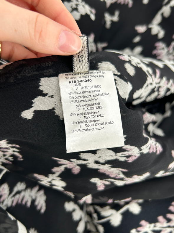 Veste longue noir à fleurs