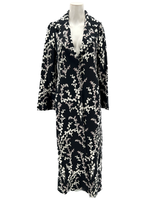 Veste longue noir à fleurs