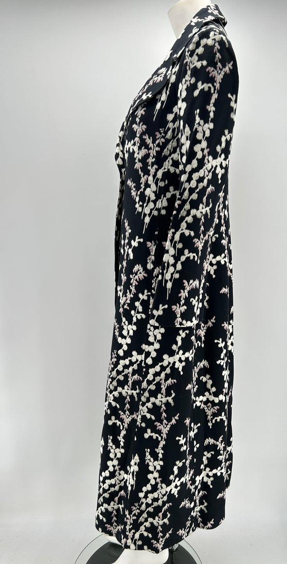 Veste longue noir à fleurs