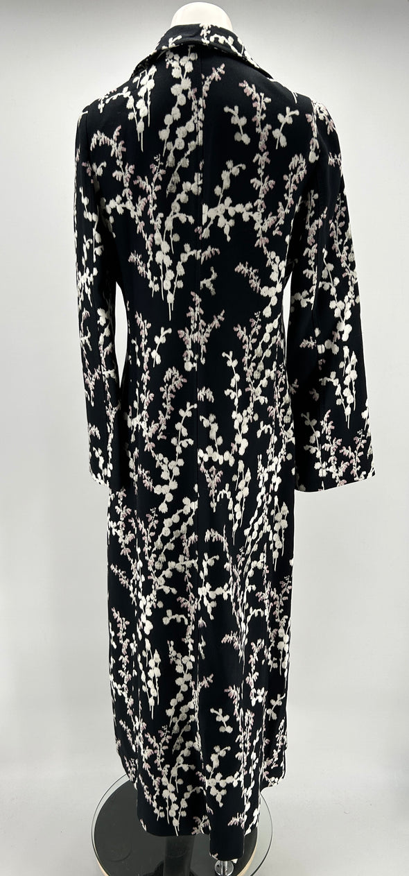 Veste longue noir à fleurs
