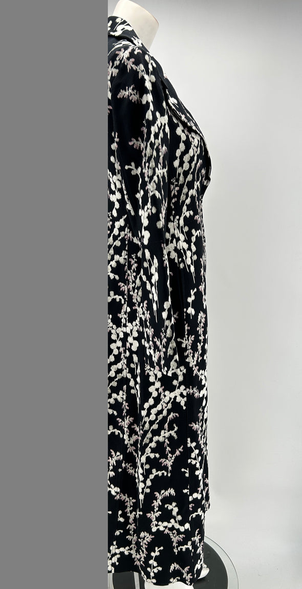 Veste longue noir à fleurs