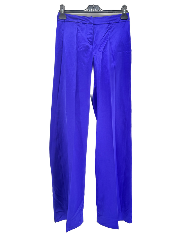 Pantalon en soie cintré bleu roi