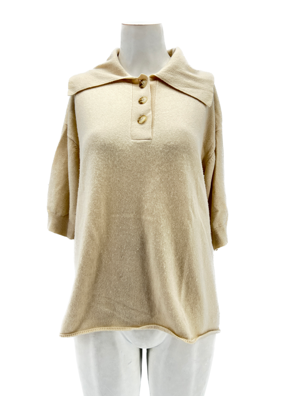 Pull "Saziley" beige manches courtes