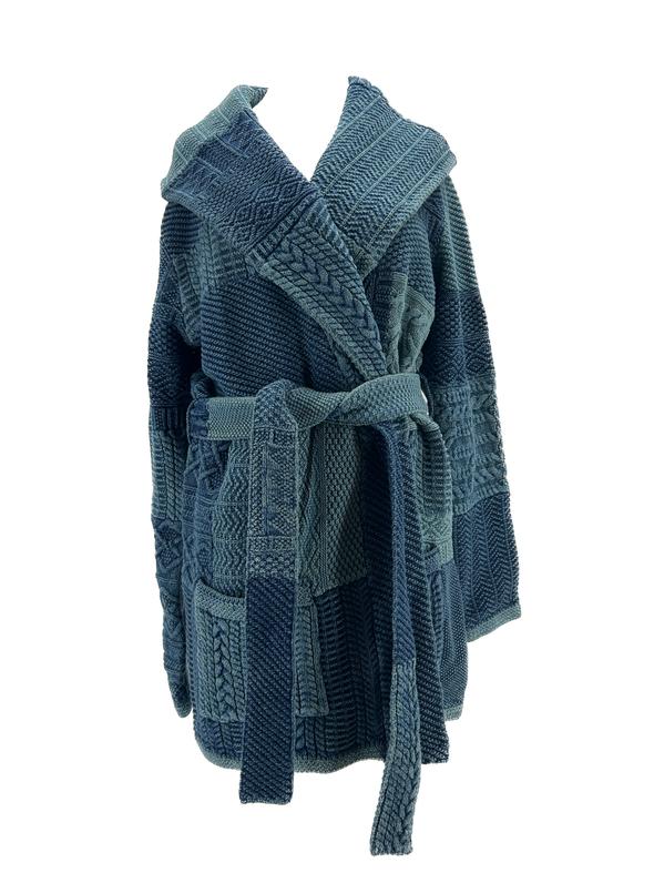 Peignoir bleu en patchwork