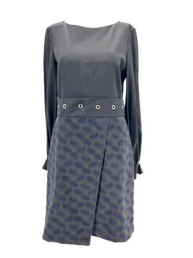 Robe bi-matière noire et bleu marine
