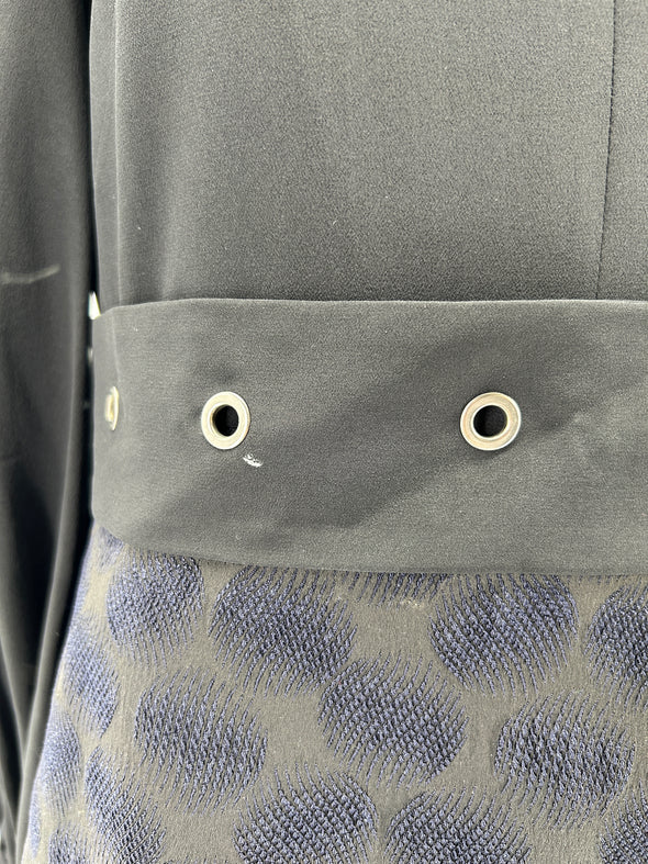 Robe bi-matière noire et bleu marine