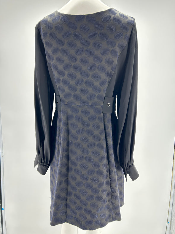 Robe bi-matière noire et bleu marine