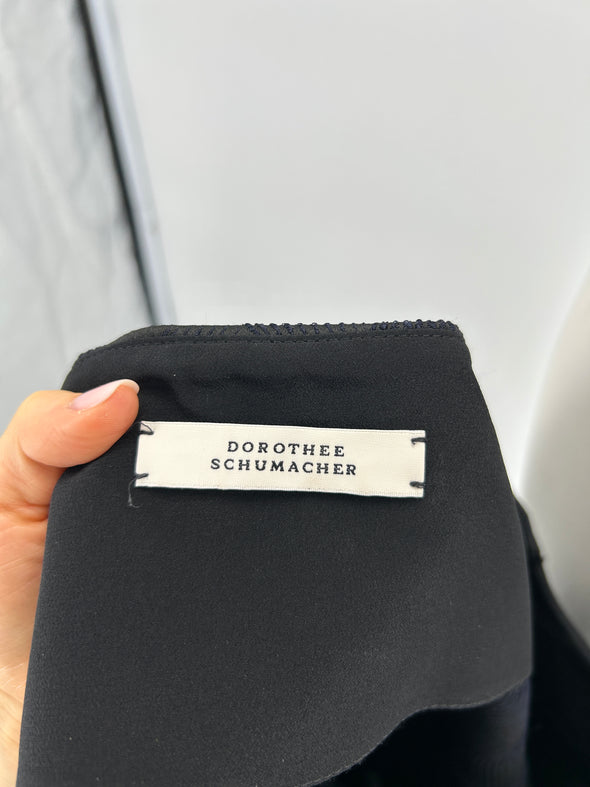 Robe bi-matière noire et bleu marine