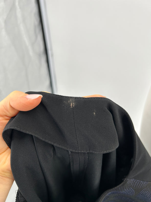Robe bi-matière noire et bleu marine