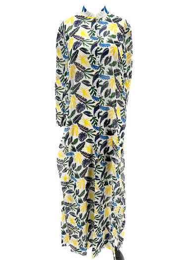 Robe longue bleue et jaune
