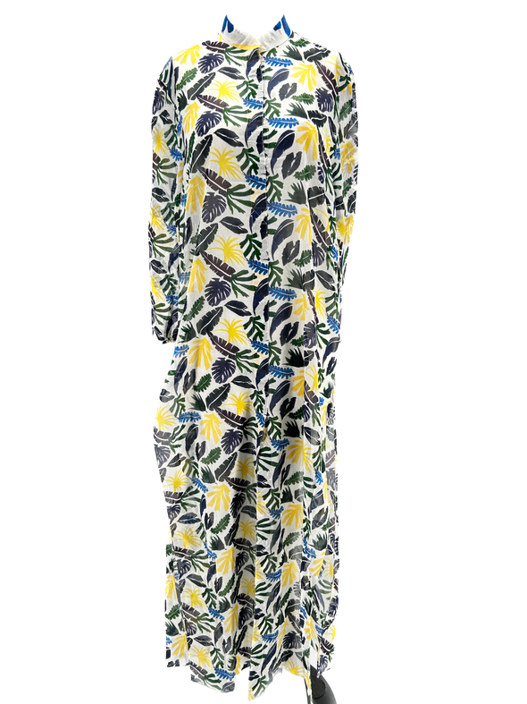 Robe longue bleue et jaune