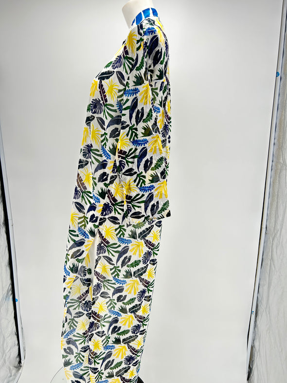 Robe longue bleue et jaune