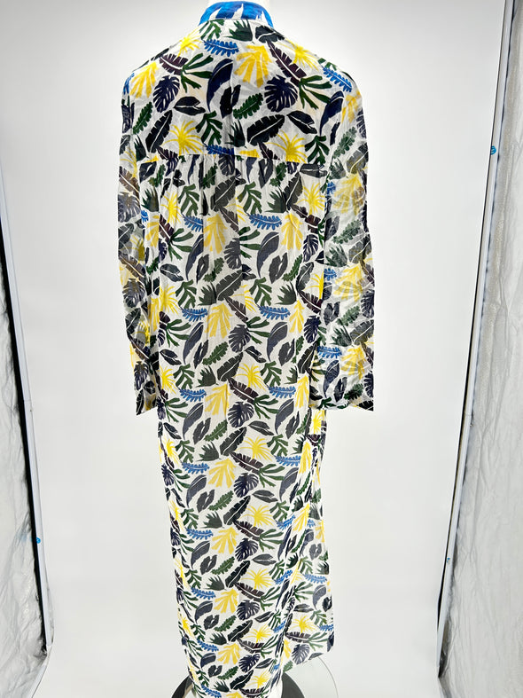 Robe longue bleue et jaune