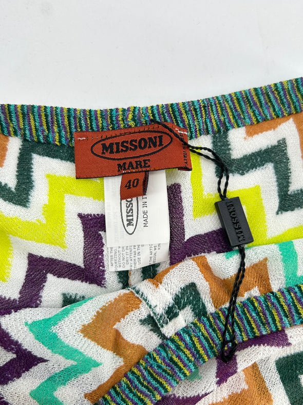 Pantalon en maille multicolore à motif géométrique