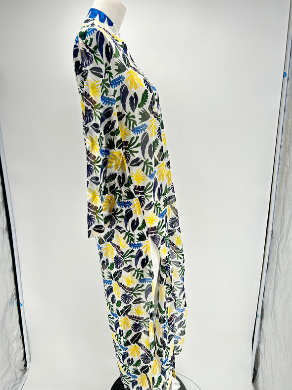 Robe longue bleue et jaune