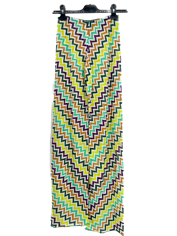 Pantalon en maille multicolore à motif géométrique