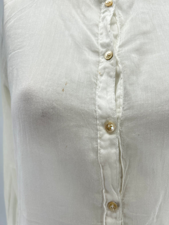Blouse blanche col léopard