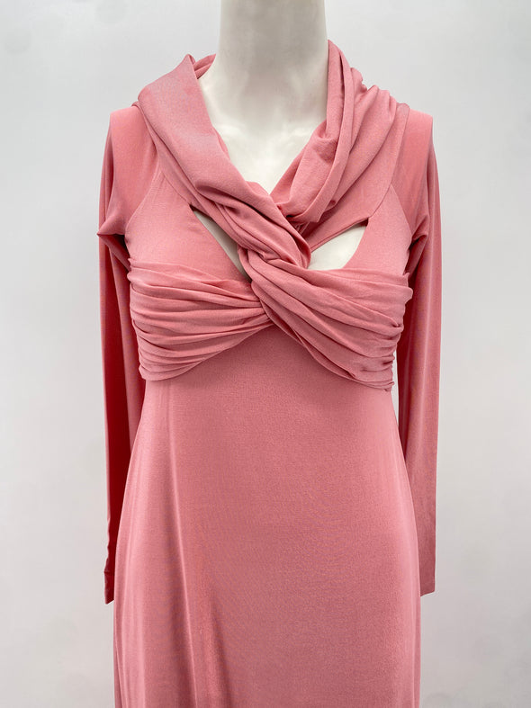 Robe longue rose