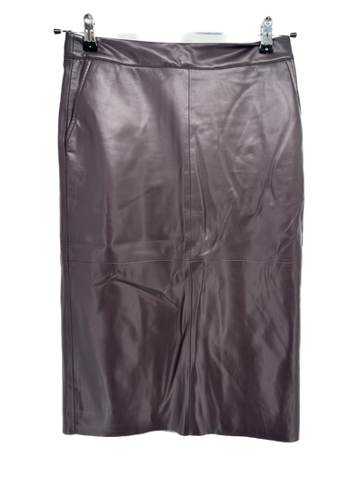 Jupe droite violine en cuir vegan "Ofiona"